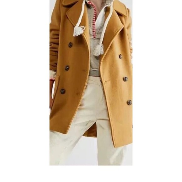 Free People Naiomi Wool Blend Peacoat Camel Tan Size Small - Picture 10 of 12